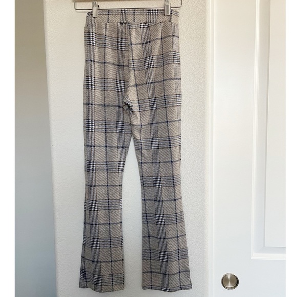 Urban Outfitters UO Casey Kick Flare Plaid Pants Black Gray - Picture 3 of 7